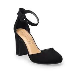 LC Lauren Conrad Hydrangea black ankle strap shoes block heel women’s size 10